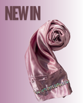 Luxury Lilac Silk Scarf – Pleated Border & Shiny Lace Embellishment