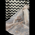 Pastel Pink Organza Scarf with Central Floral Embroidery & Paints