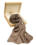 Metallic Bronze Scarf with Golden Square Embellishments – Luxury Statement Wrap