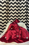 Crimson Scarf with Silver Handcrafted Butterflies – Elegant Luxury Wrap